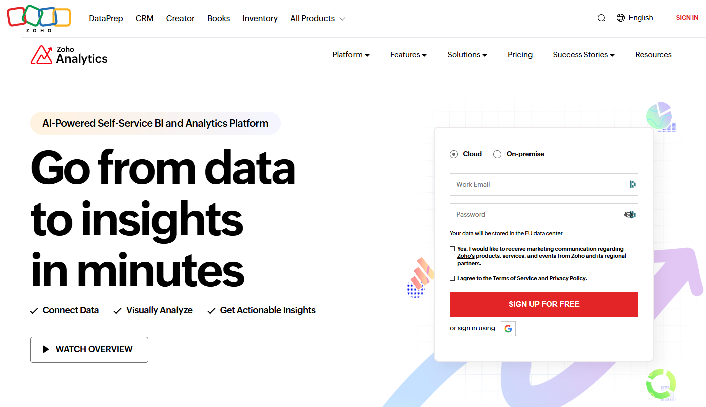 AI tool for communication and press relations: Zoho Analytics