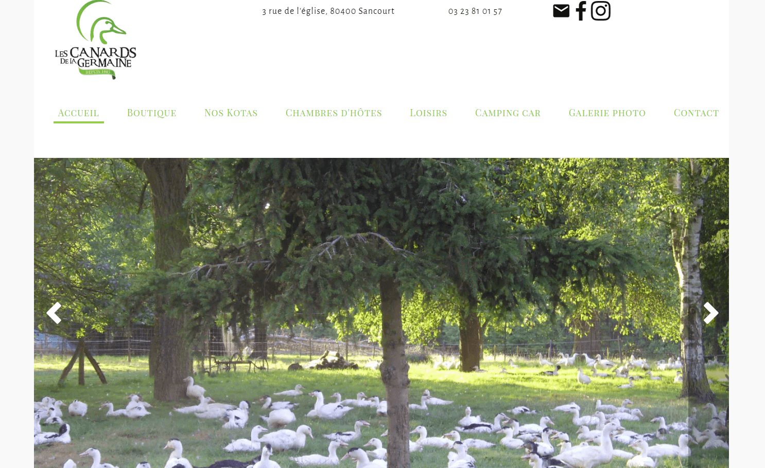 Exemple de site créé avec SiteW - Les Canards de la Germaine