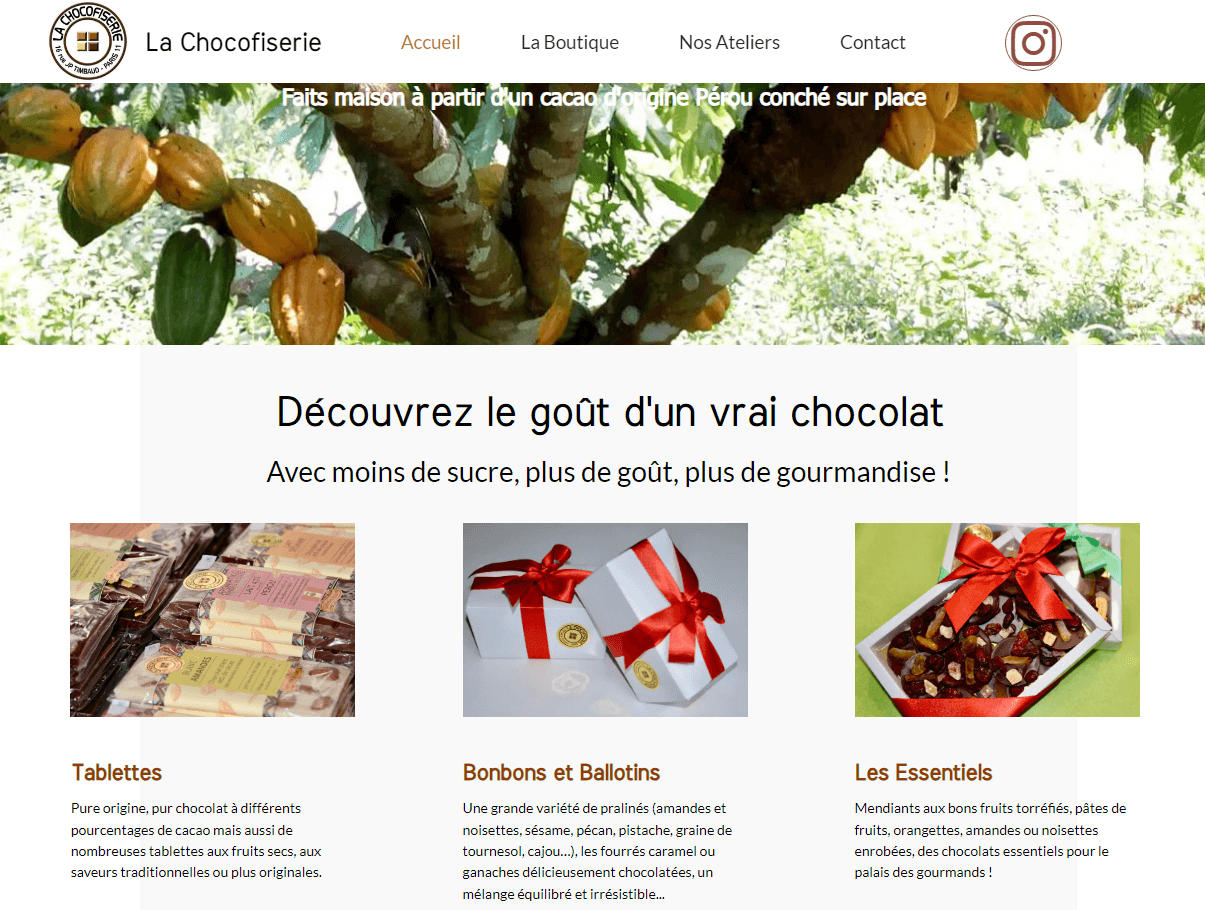 Exemple de site créé avec SiteW - La Chocofiserie