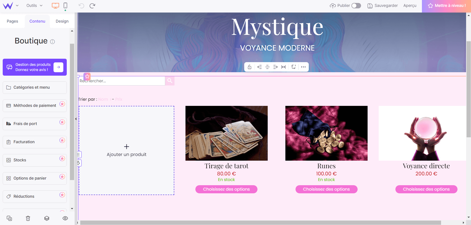 Ajouter des produits à sa boutique SiteW