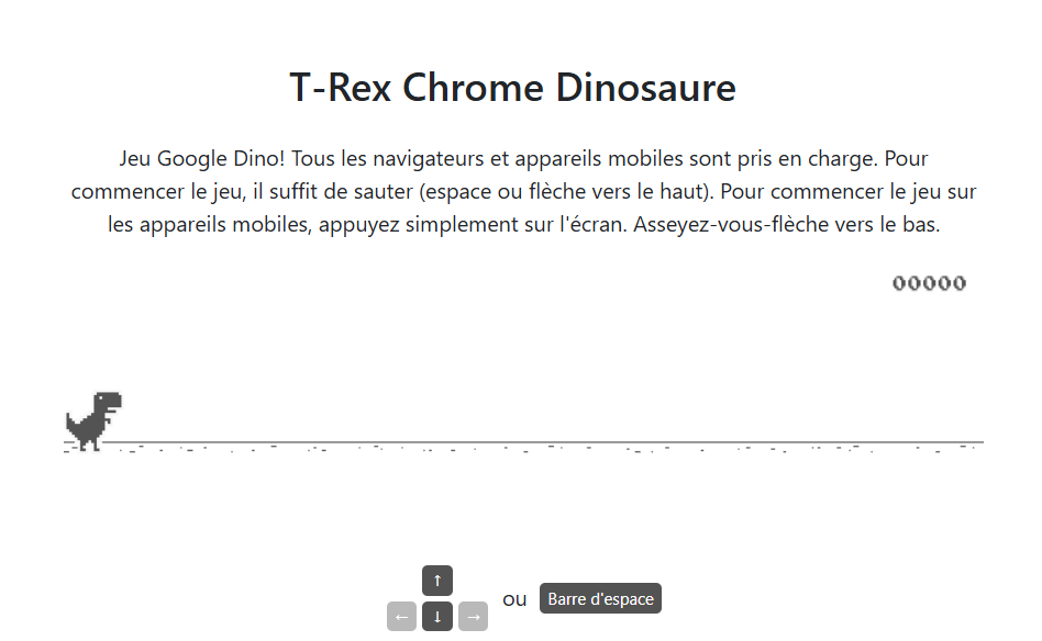 Jeu du dinosaure de Google Chrome