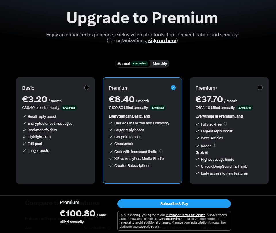 Abonnement payant de Grok 3 : X Premium