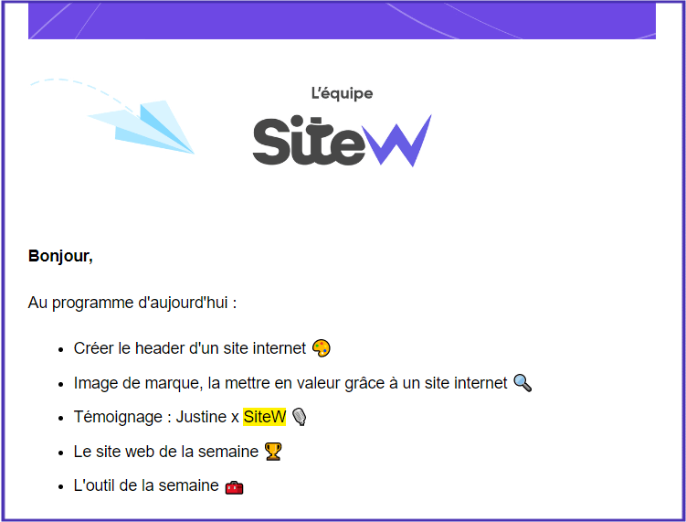 Emailing de SiteW