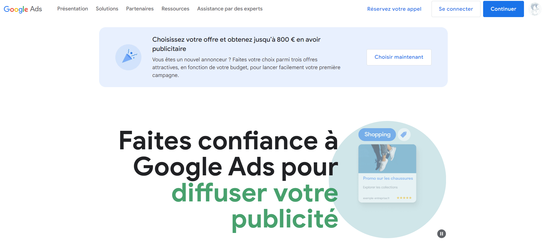 Page d'accueil de Google Ads