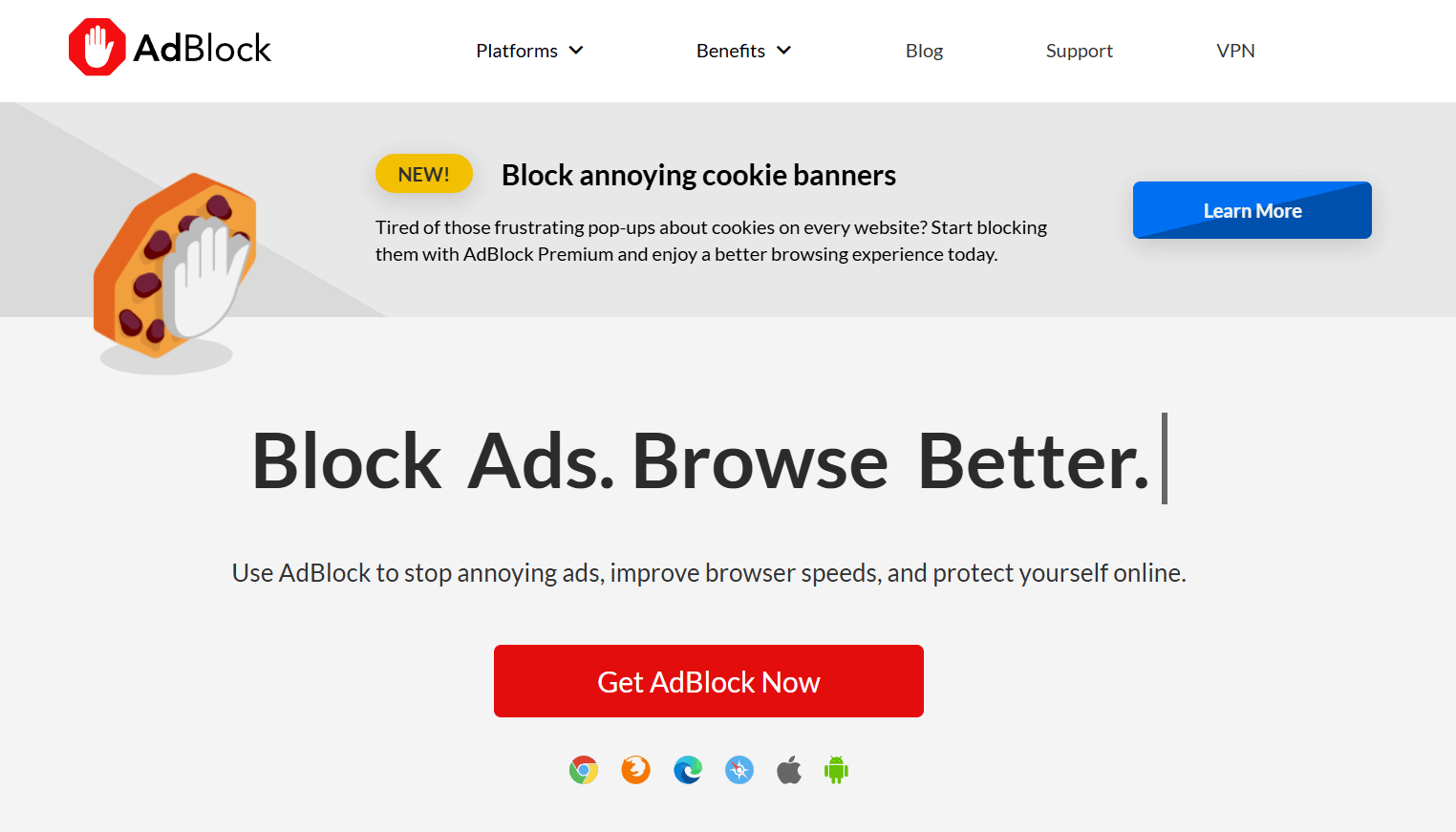 Page d'accueil d'AdBlock