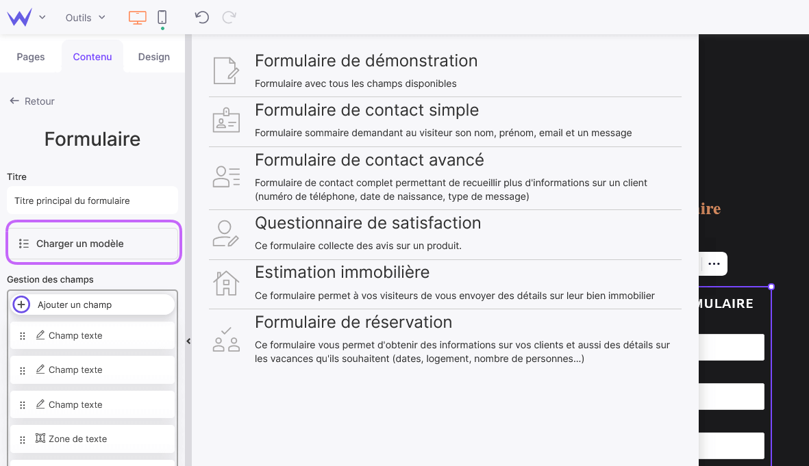 Créer un sondage sur son site avec SiteW