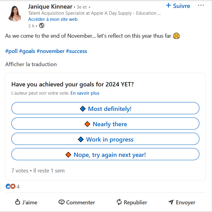 Exemple de sondage sur LinkedIn