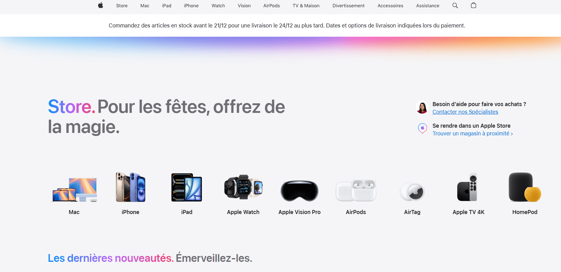 Tendances webdesign 2025 : Apple store