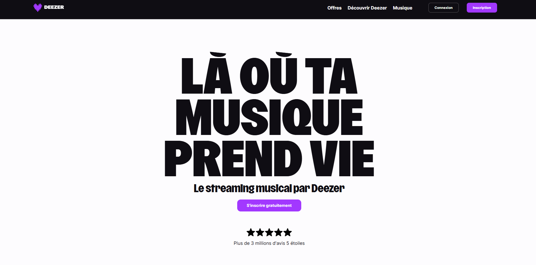 Tendances webdesign 2025 : Deezer