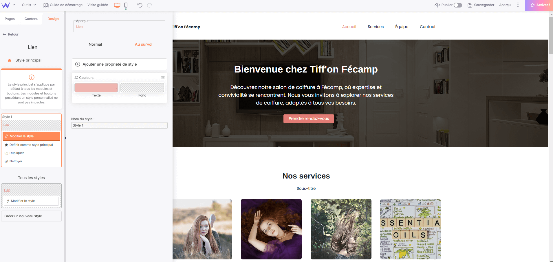 Effets design sur SiteW