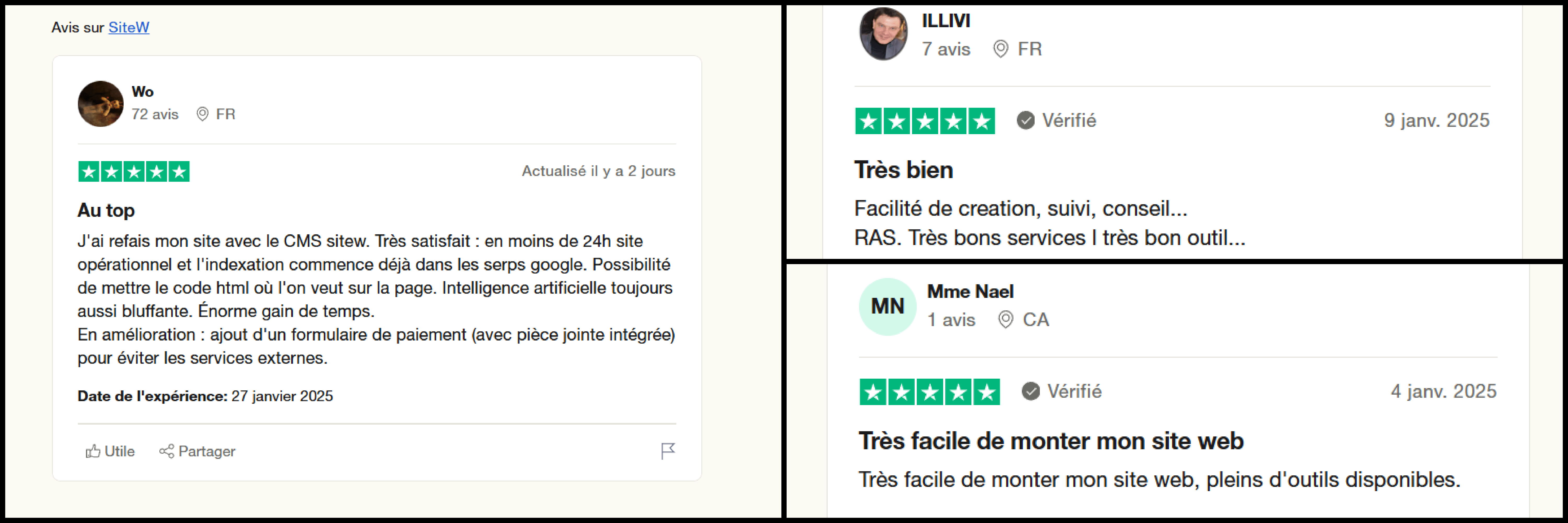 Avis 5 étoiles SiteW