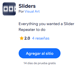 Aplicación de Wix - Sliders