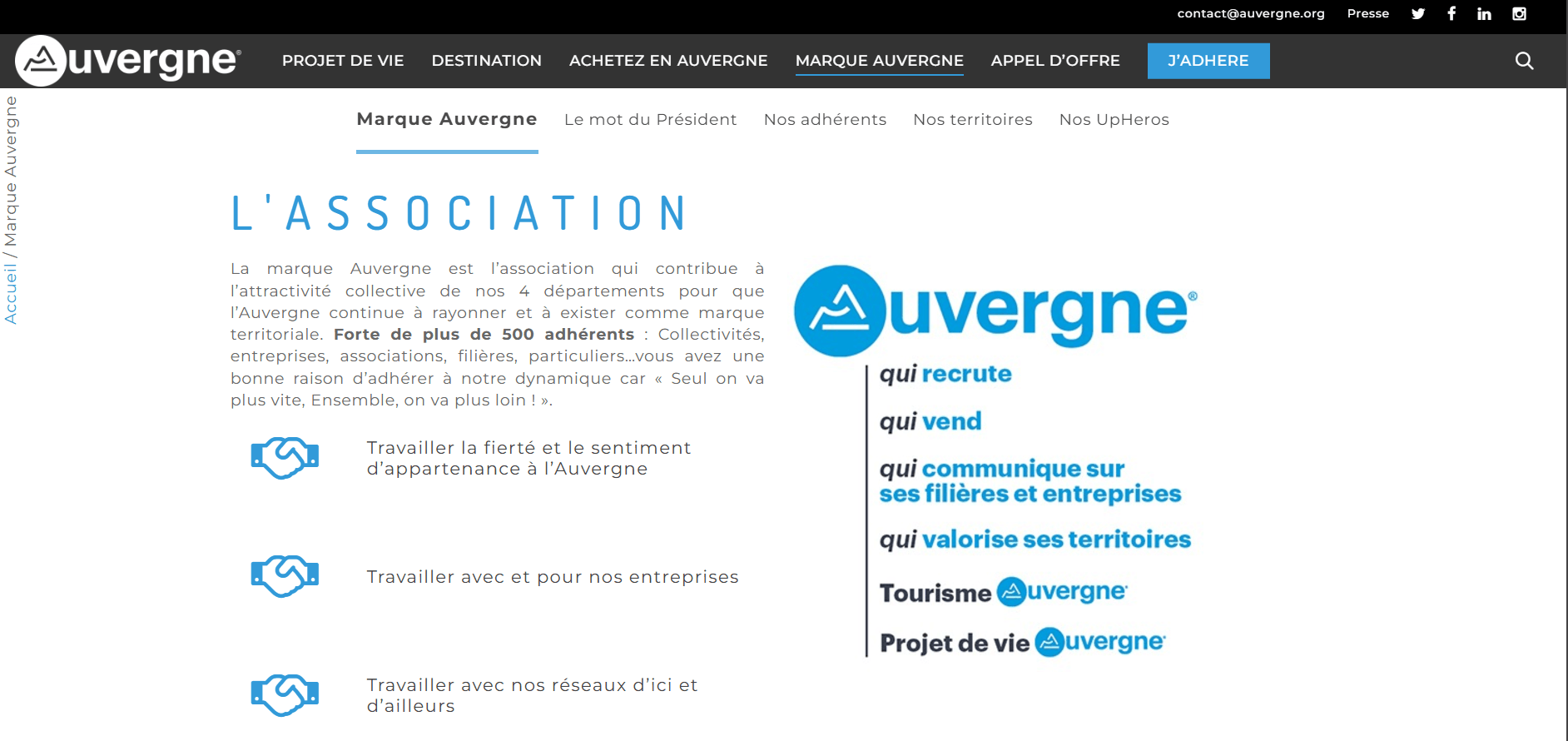 Site web de la marque Auvergne